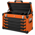 Caja de herramientas 60 x 30 x 45 cm de acero naranja y negro con 5 cajones portátil
