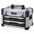 Caja de herramientas 56 x 34 x 38 cm de plástico gris y negro con cajones - almacenamiento portátil
