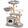 Árbol rascador para gatos 60 x 50 x 120 cm de madera gris y beige con sisal y plataformas
