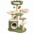 Árbol rascador para gatos 60 x 50 x 135 cm verde y beige con sisal felpa cueva y plataformas