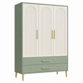 Armario 120 x 50 x 180 cm de madera verde y blanco con 3 puertas y 2 cajones estilo contemporáneo
