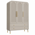 Armario 120 x 55 x 190 cm de madera beige con 3 puertas y 2 cajones estilo contemporáneo