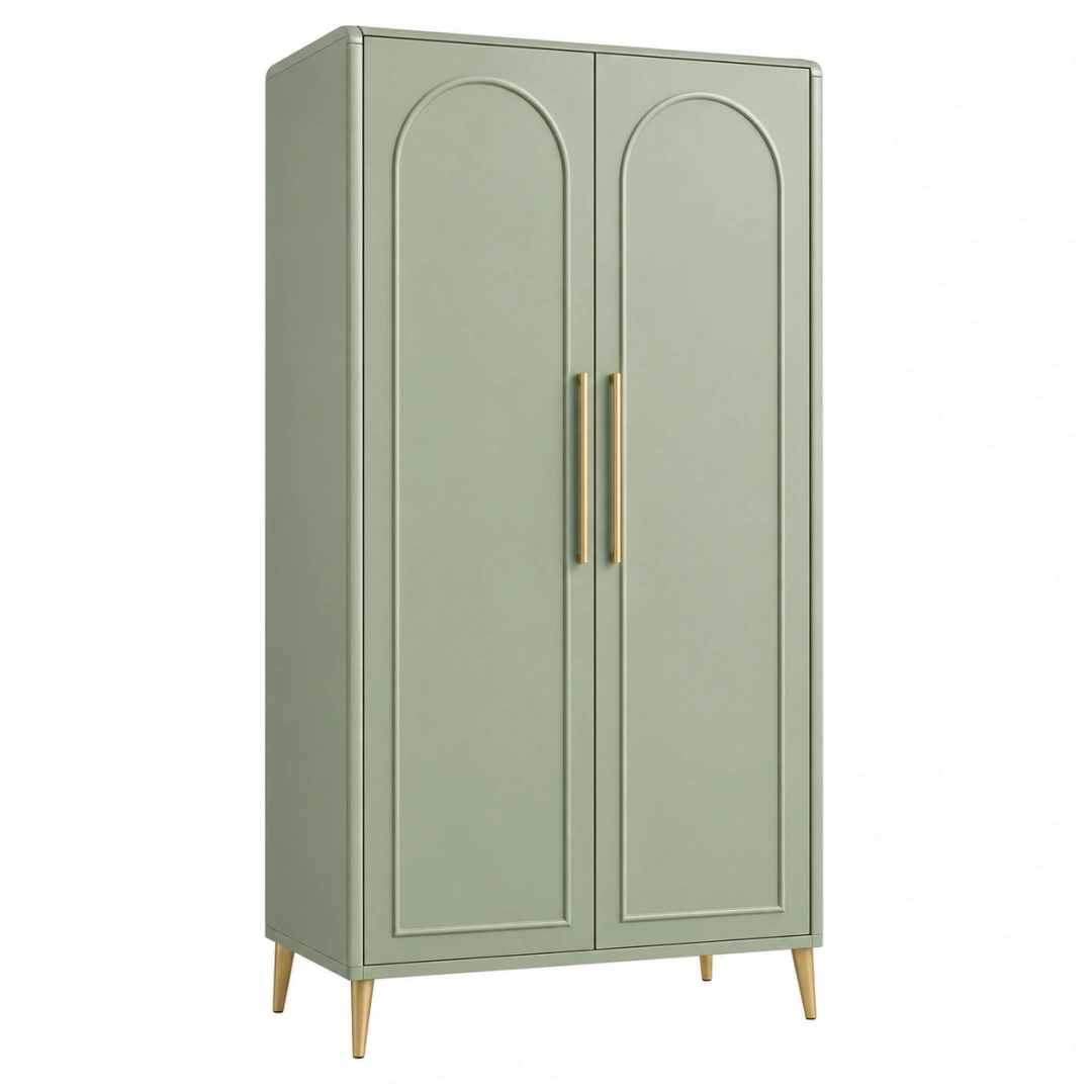 Armario 80 x 50 x 180 cm de madera verde salvia con 2 puertas estilo moderno