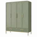 Armario 160 x 55 x 200 cm de tablero de madera verde con patas metálicas para dormitorio estilo moderno