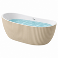 Bañera exenta 170 x 80 x 58 cm de acrílico beige y blanco con diseño acanalado