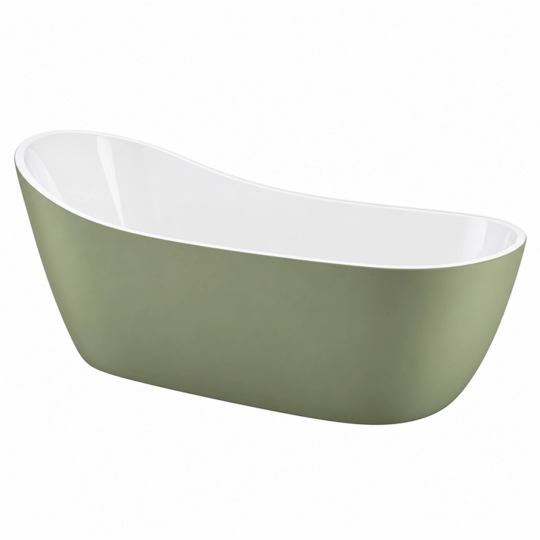 Bañera exenta 170 x 75 cm de acrílico verde y blanco de estilo contemporáneo