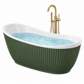 Bañera exenta 170 x 80 x 58 cm de acrílico verde y blanco con diseño acanalado