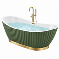 Bañera exenta 170 x 75 cm acrílico verde y blanco con acabado estriado